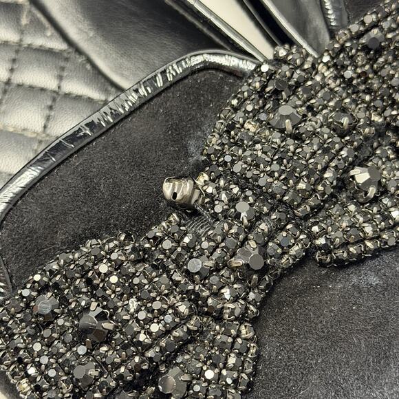 Tory Burch Carissa Embellished Bow Suede Leather Black Ballet Flat Size 7.5 M - Picture 5 of 14